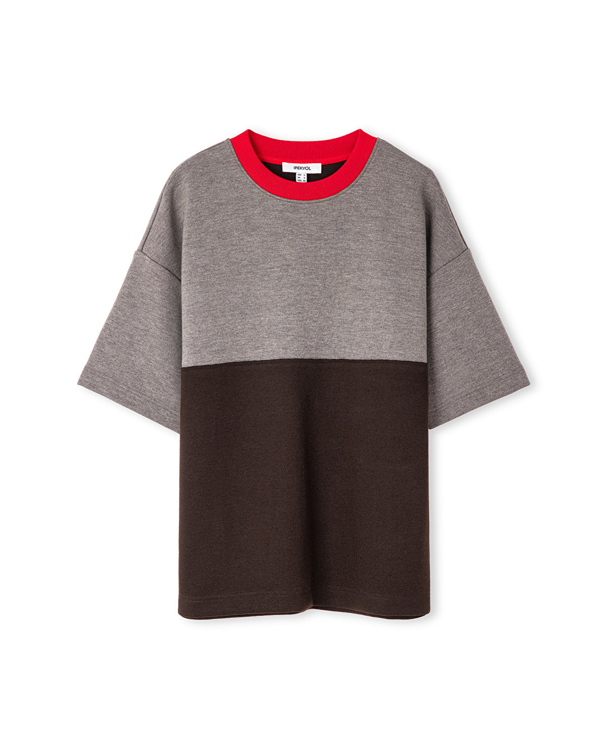 Zoomed Contrast Collar Color-Block Sweatshirt