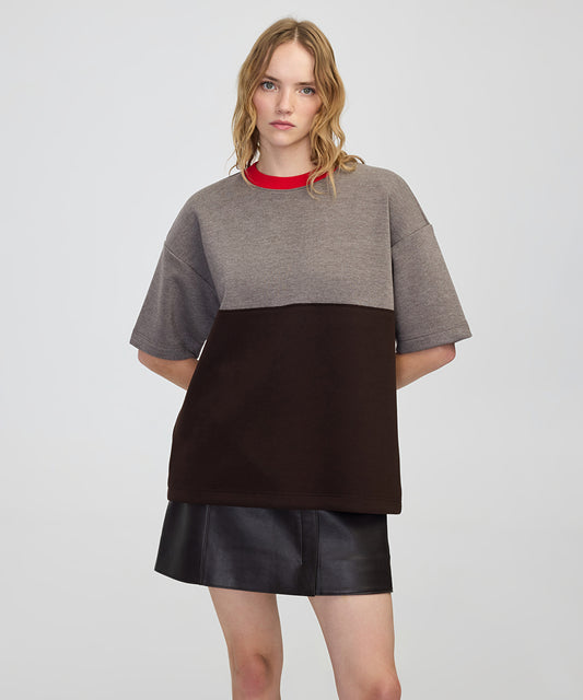Contrast Collar Color-Block Sweatshirt