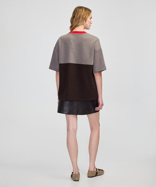 Contrast Collar Color-Block Sweatshirt