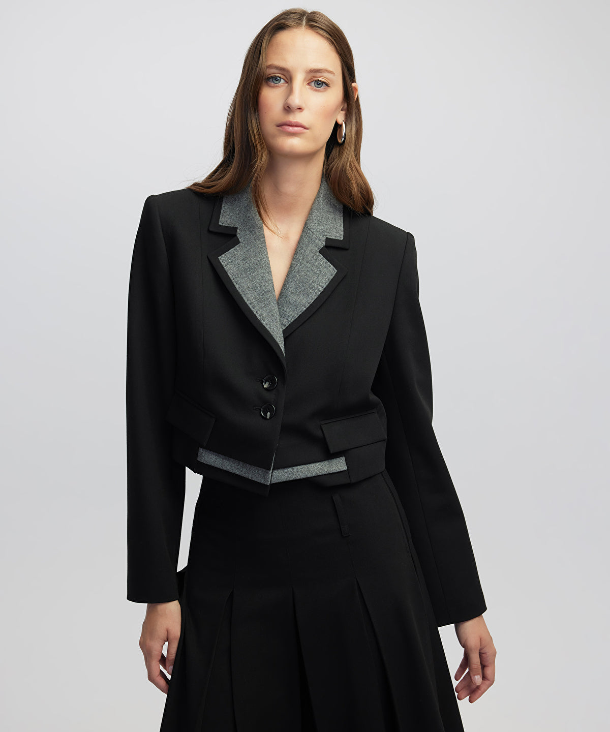 Mixed Media Crop Blazer
