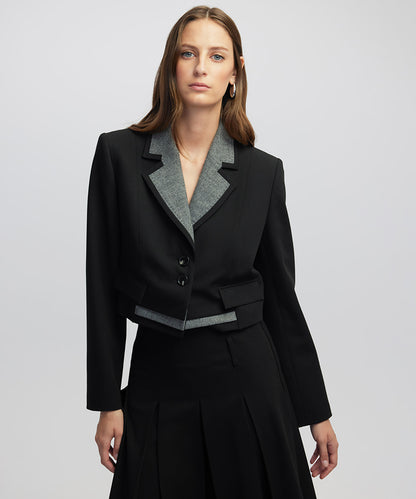 Mixed Media Crop Blazer