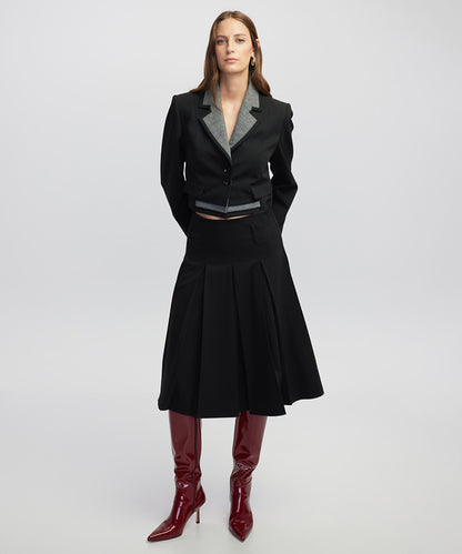 Mixed Media Crop Blazer
