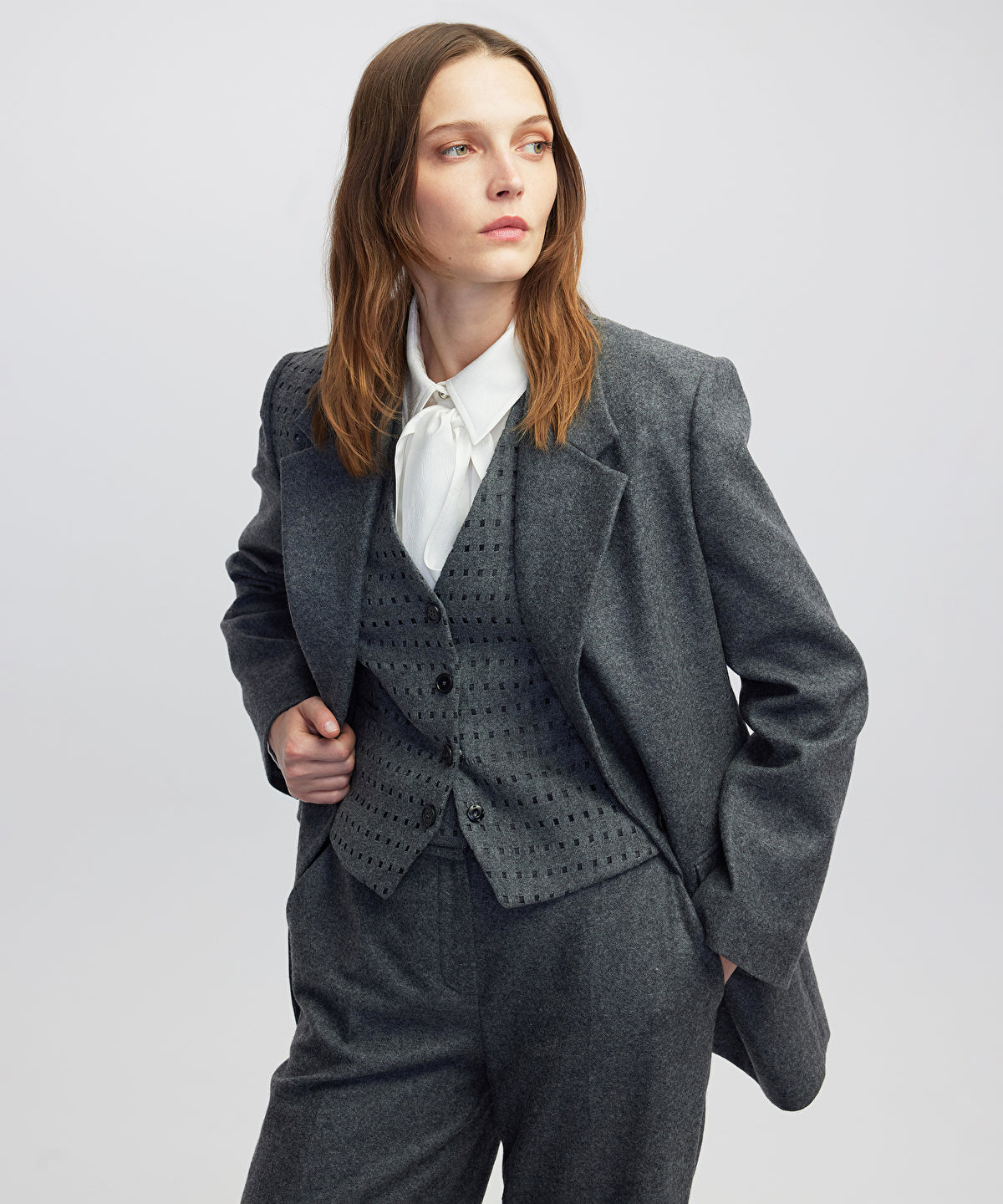 Cutout Blazer with Shoulder Pads