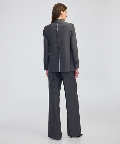 Button-Back Raw-Edge Blazer