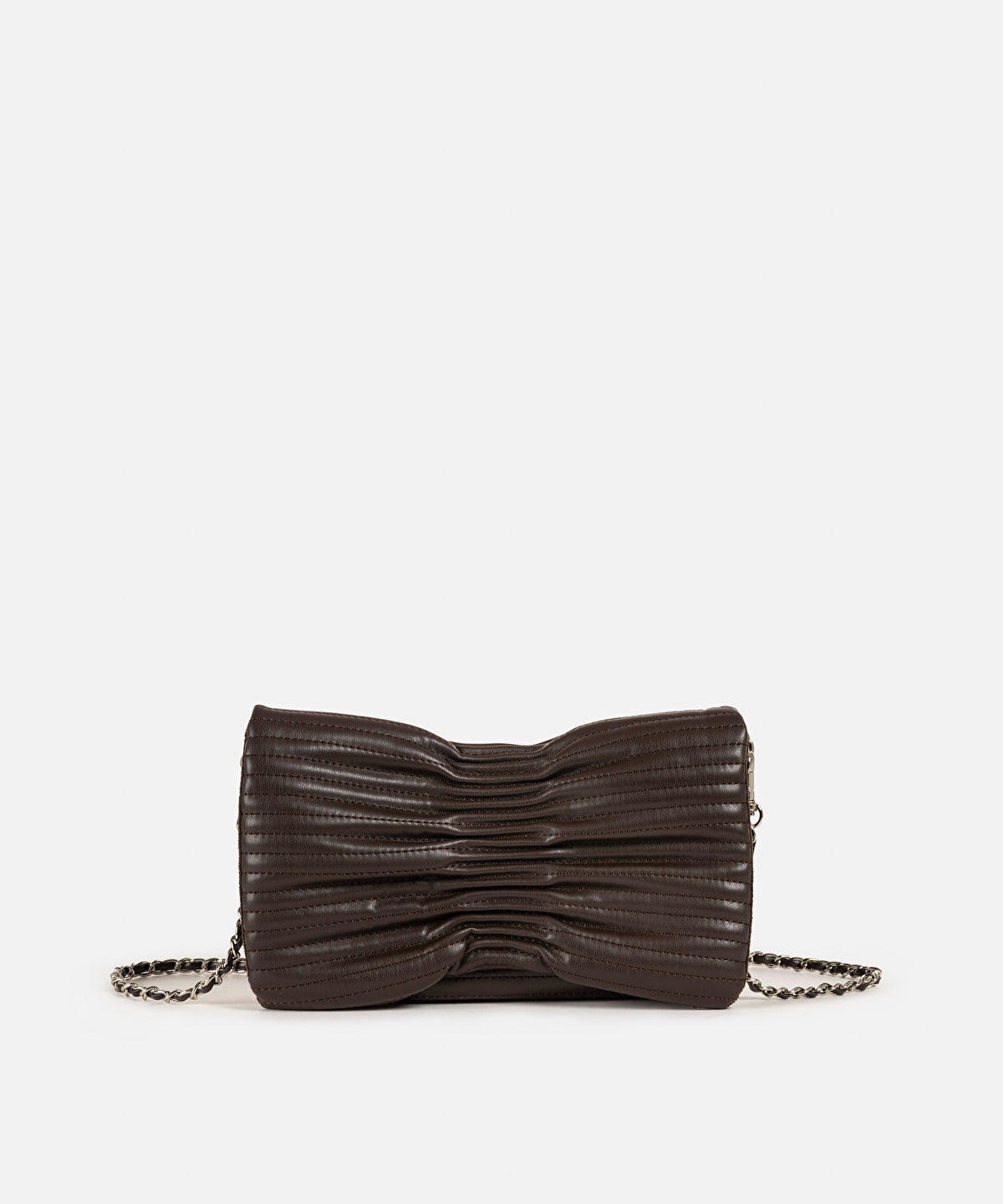 Zoomed Textured Chain-Strap Clutch