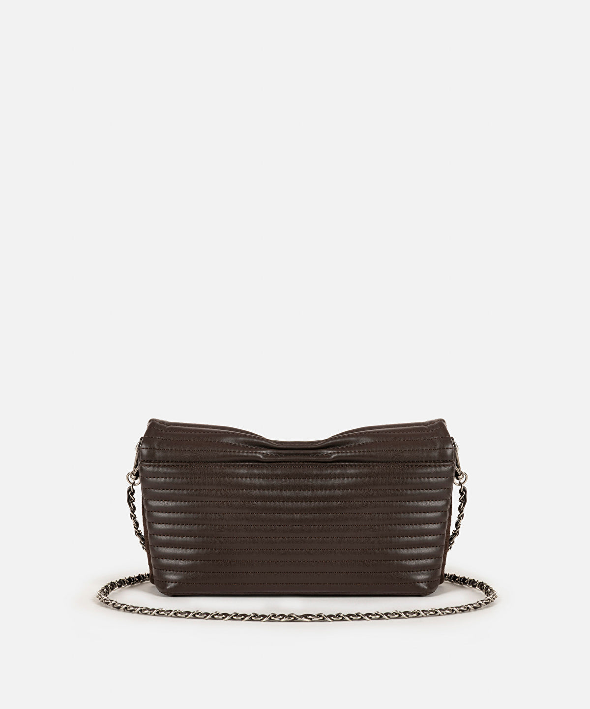 Zoomed Textured Chain-Strap Clutch