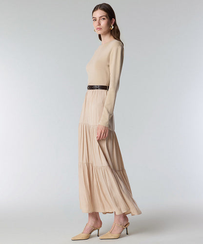 Mixed Media Belted Dress
