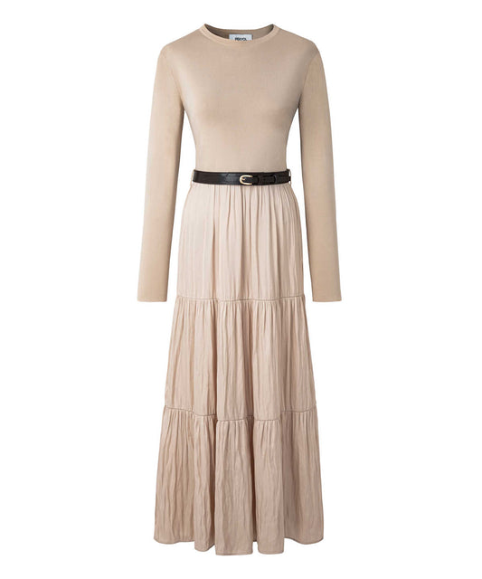 Mixed Media Belted Dress