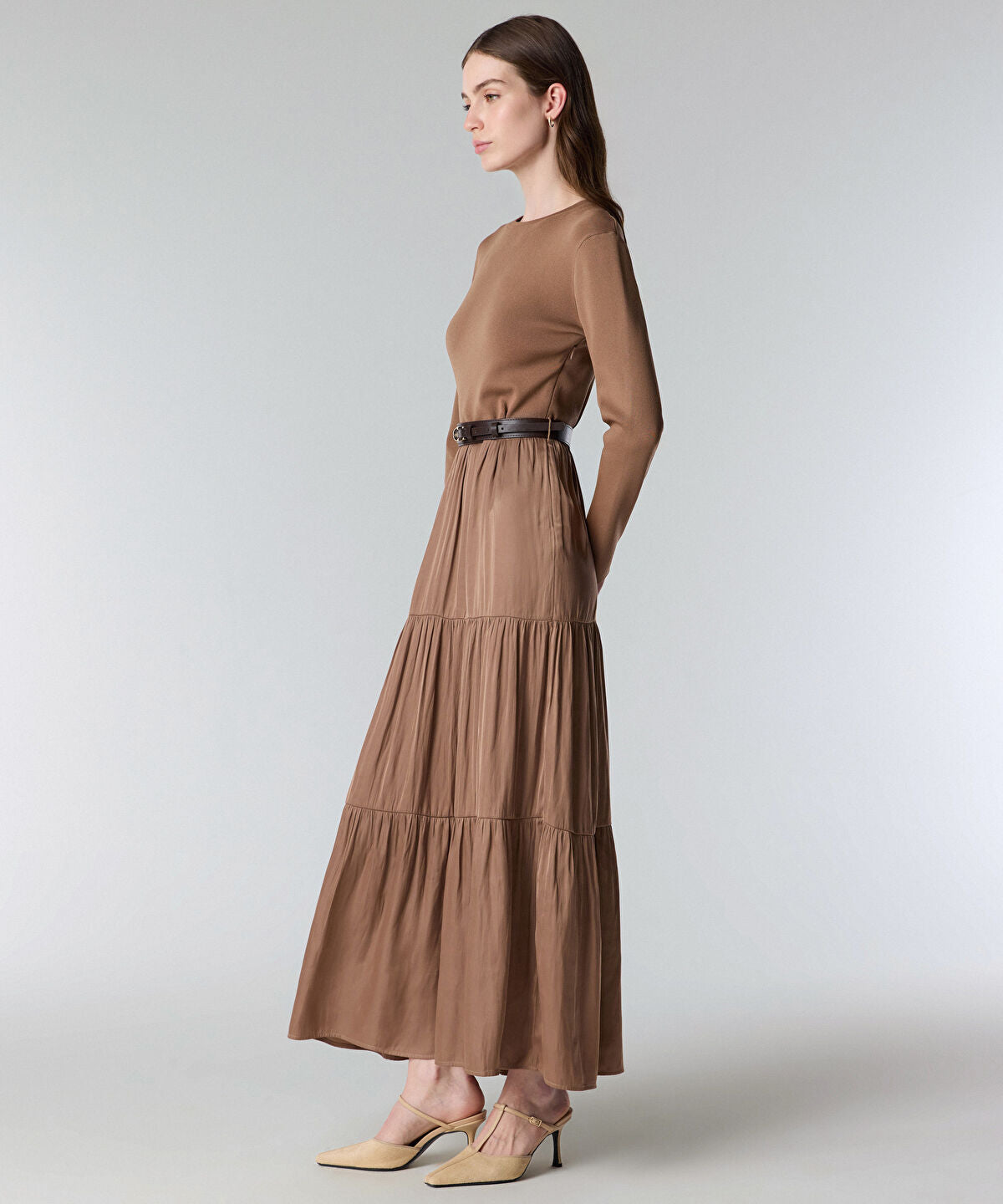 Mixed Media Belted Dress