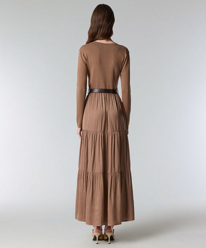 Mixed Media Belted Dress