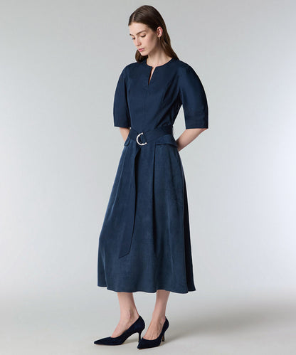 Mixed Media Belted Dress