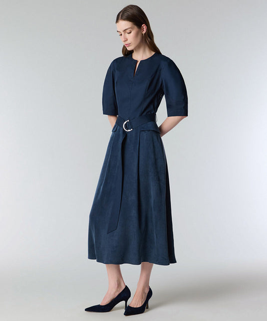 Mixed Media Belted Dress