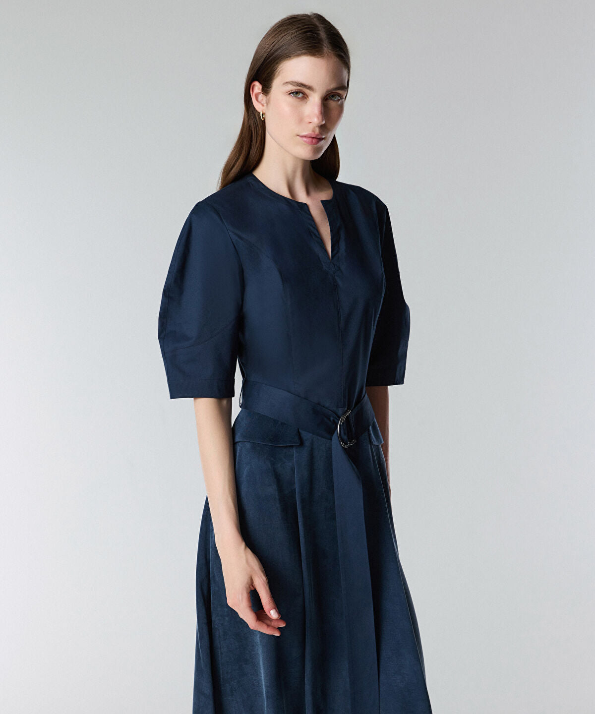Mixed Media Belted Dress