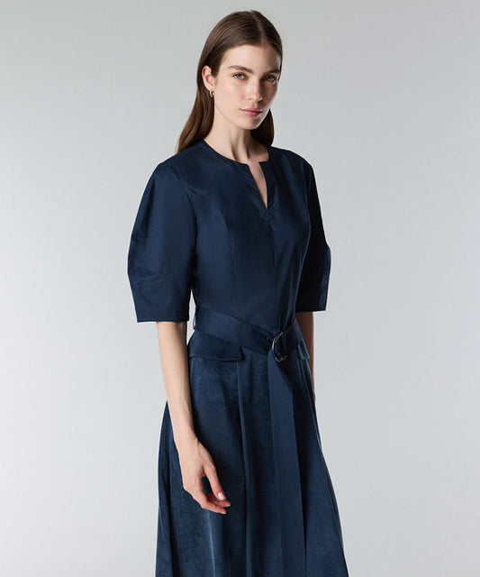 Mixed Media Belted Dress