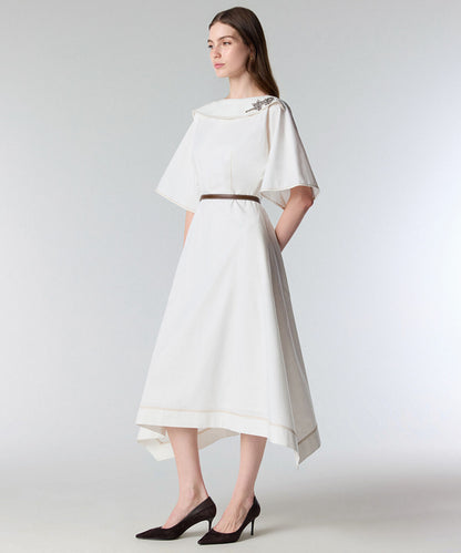 Embellished Neck Belted Dress