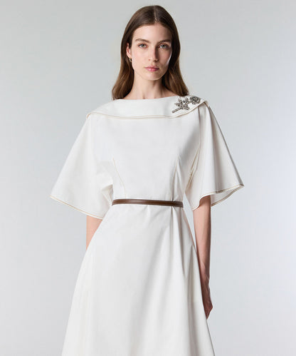 Embellished Neck Belted Dress