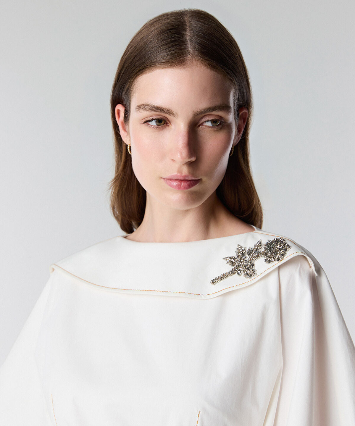 Embellished Neck Belted Dress