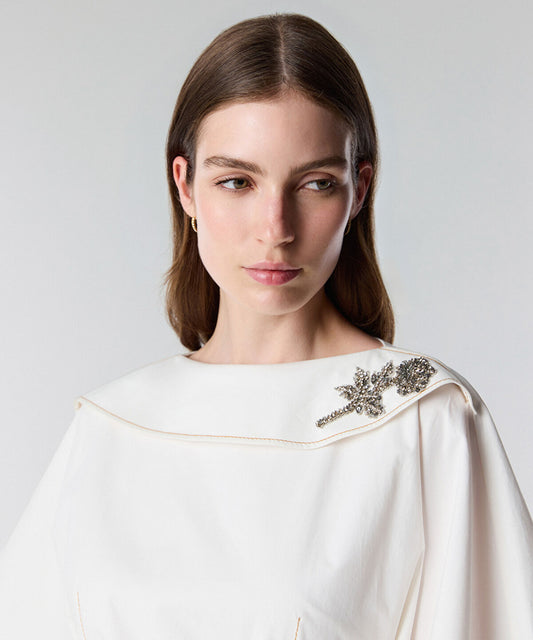 Embellished Neck Belted Dress