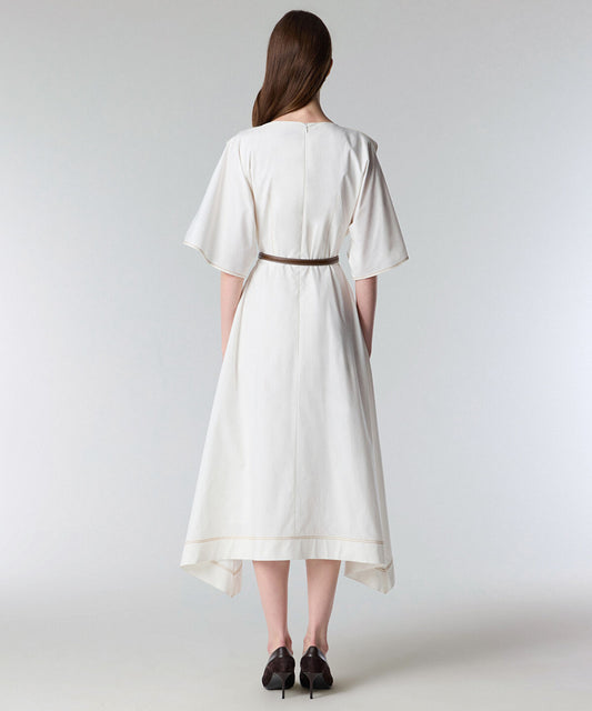 Embellished Neck Belted Dress