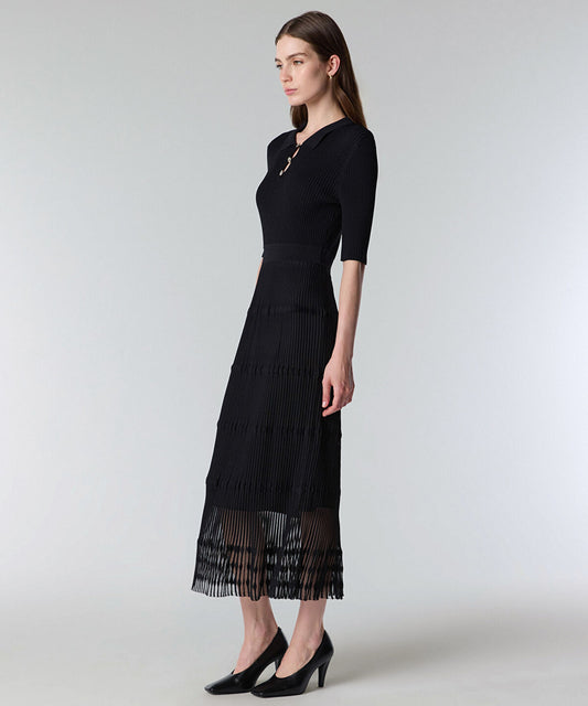 Ribbed Polo Knit Dress