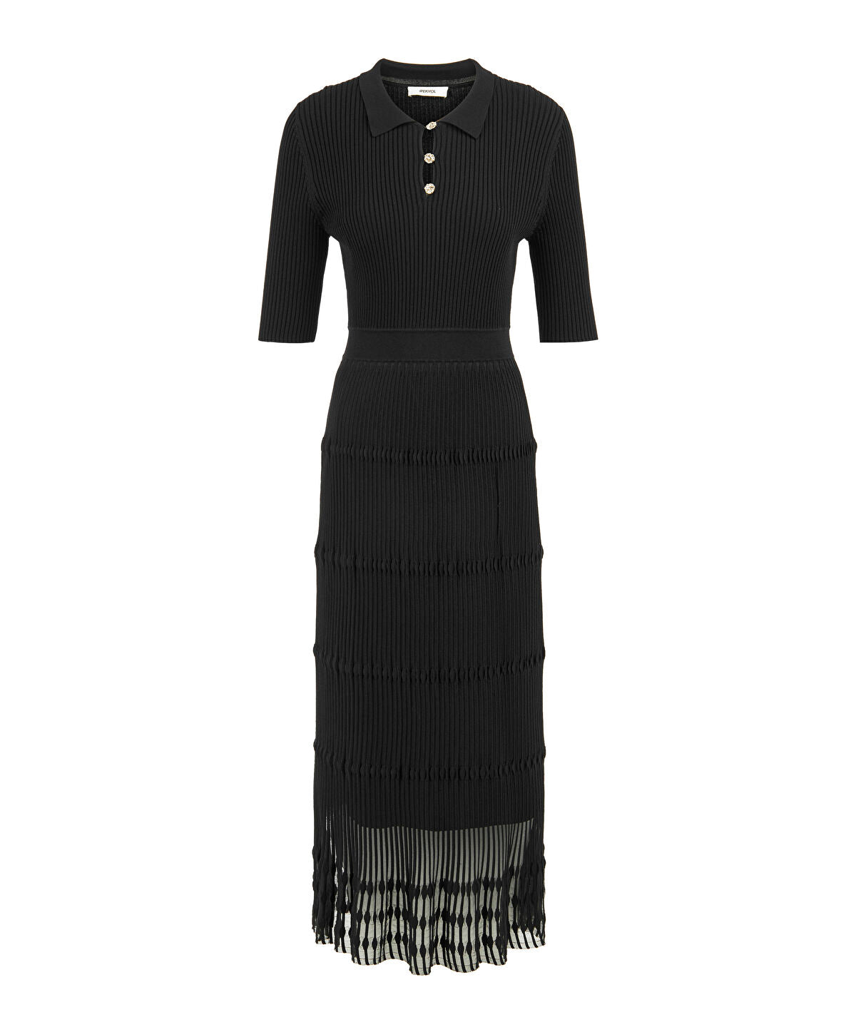 Zoomed Ribbed Polo Knit Dress