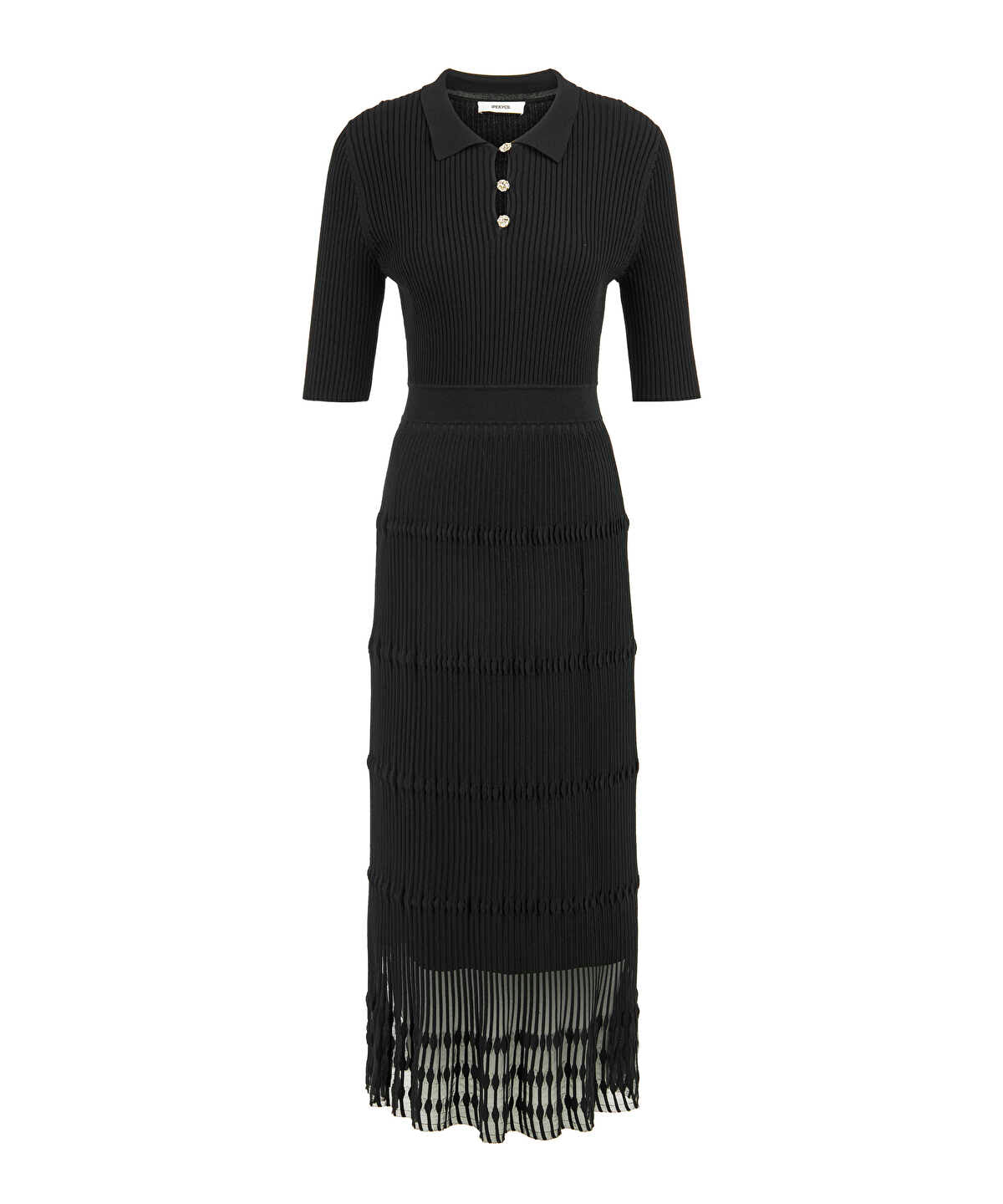 Ribbed Polo Knit Dress