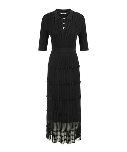 Ribbed Polo Knit Dress