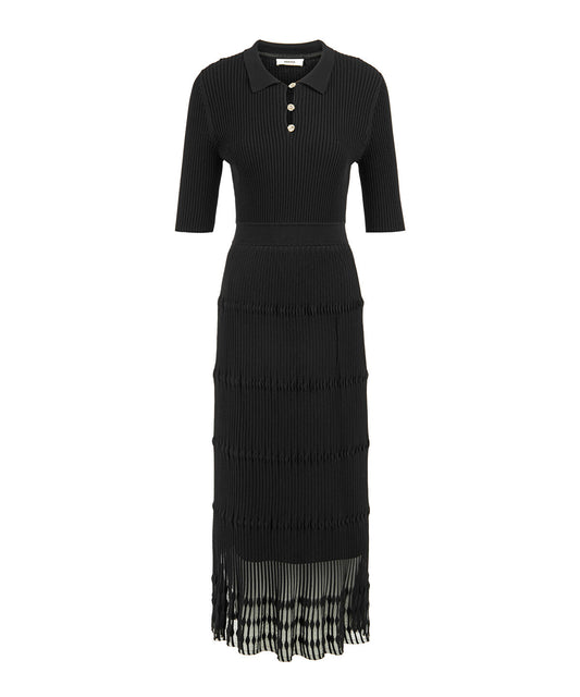 Ribbed Polo Knit Dress