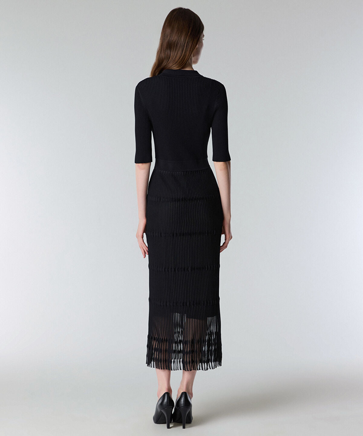 Ribbed Polo Knit Dress