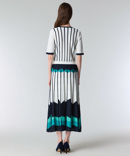 Color-Block Jacquard Knit Dress