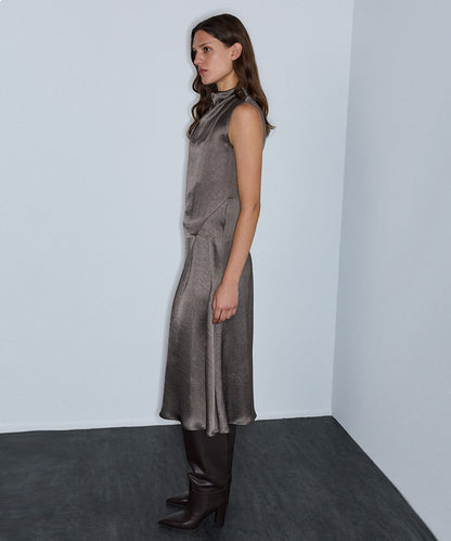 Cowl-Neck Midi Dress
