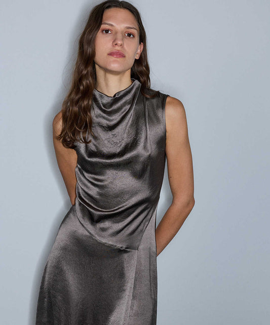 Cowl-Neck Midi Dress