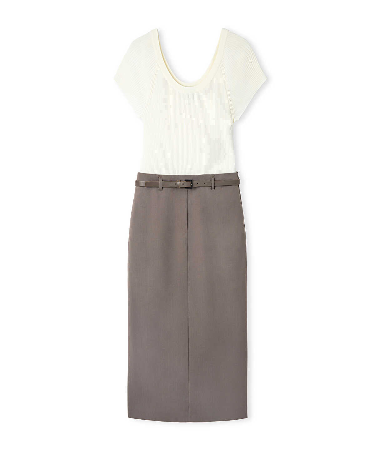 Mixed Media Color-Block Midi Dress