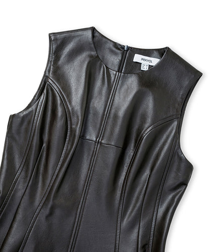 Faux-Leather Mini Dress