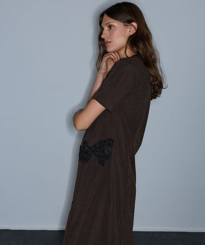 Lace-Trim V-Neck Dress
