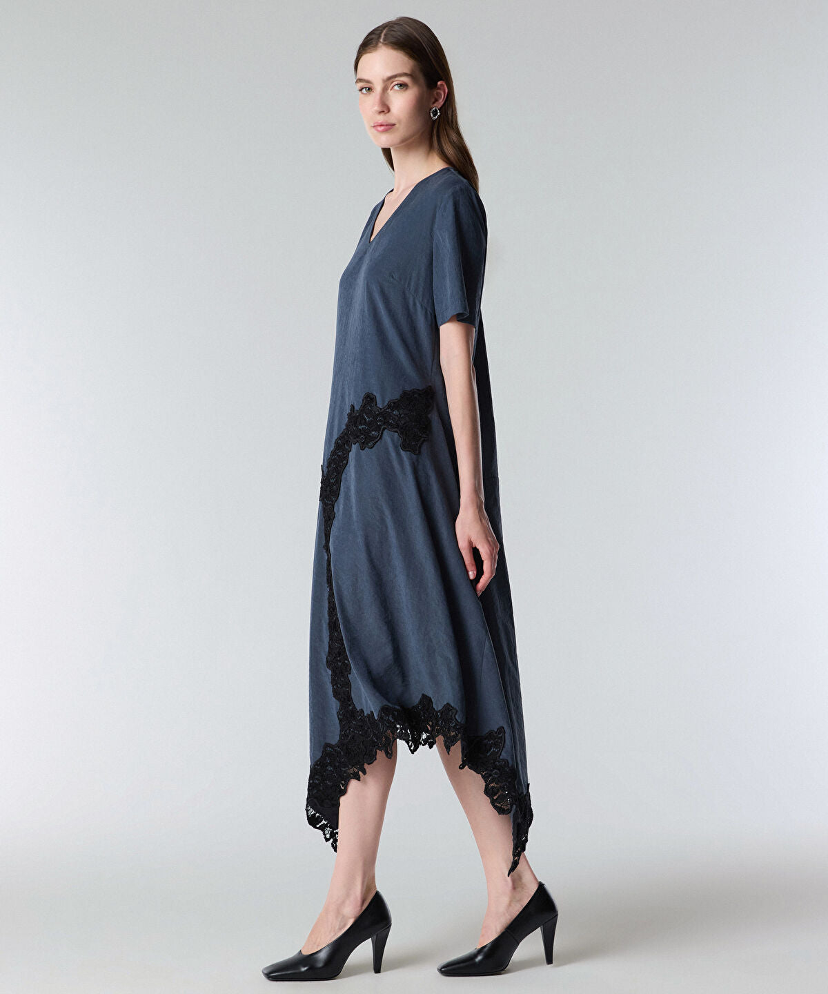Lace Trim Cupro Dress