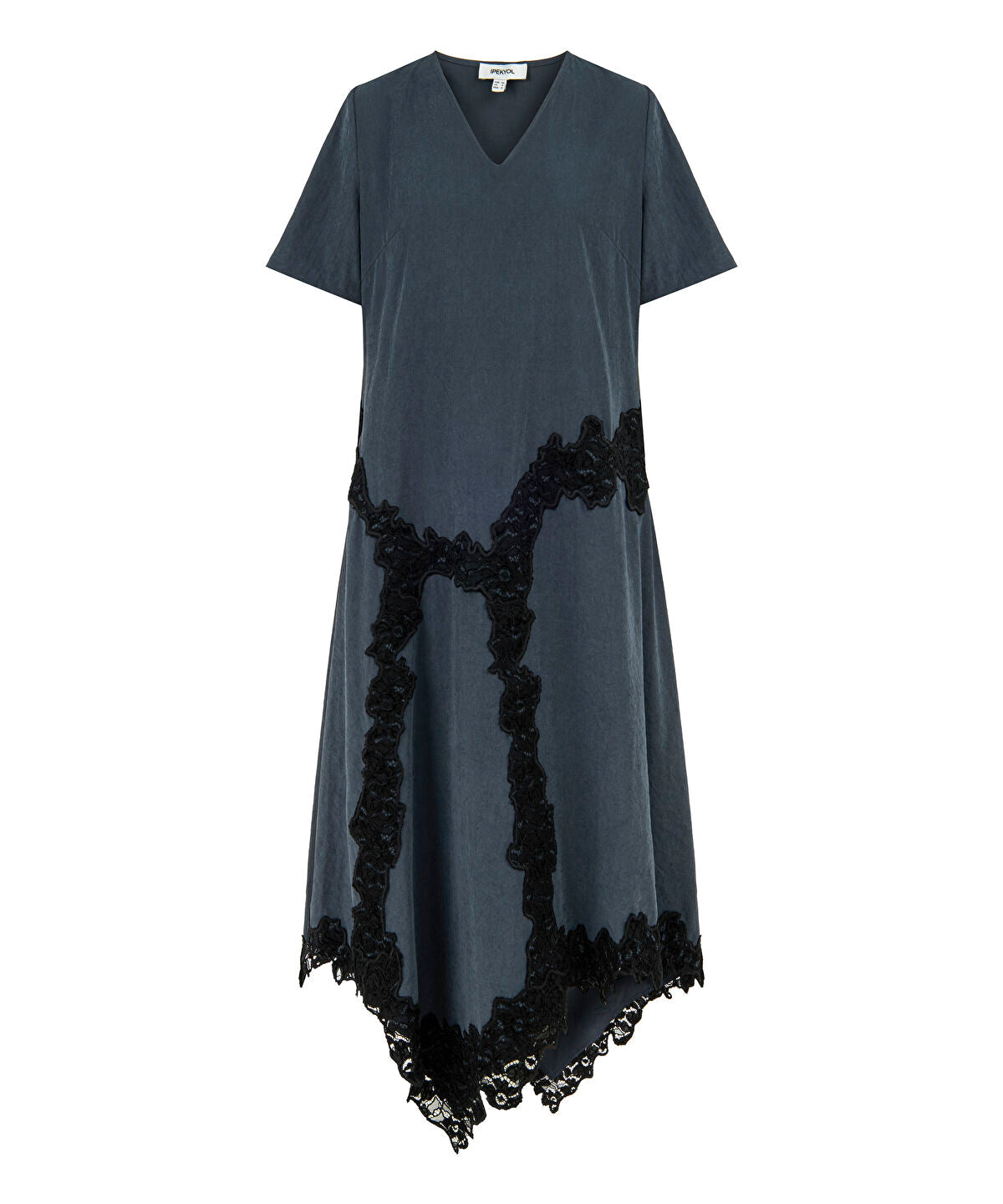 Zoomed Lace Trim Cupro Dress