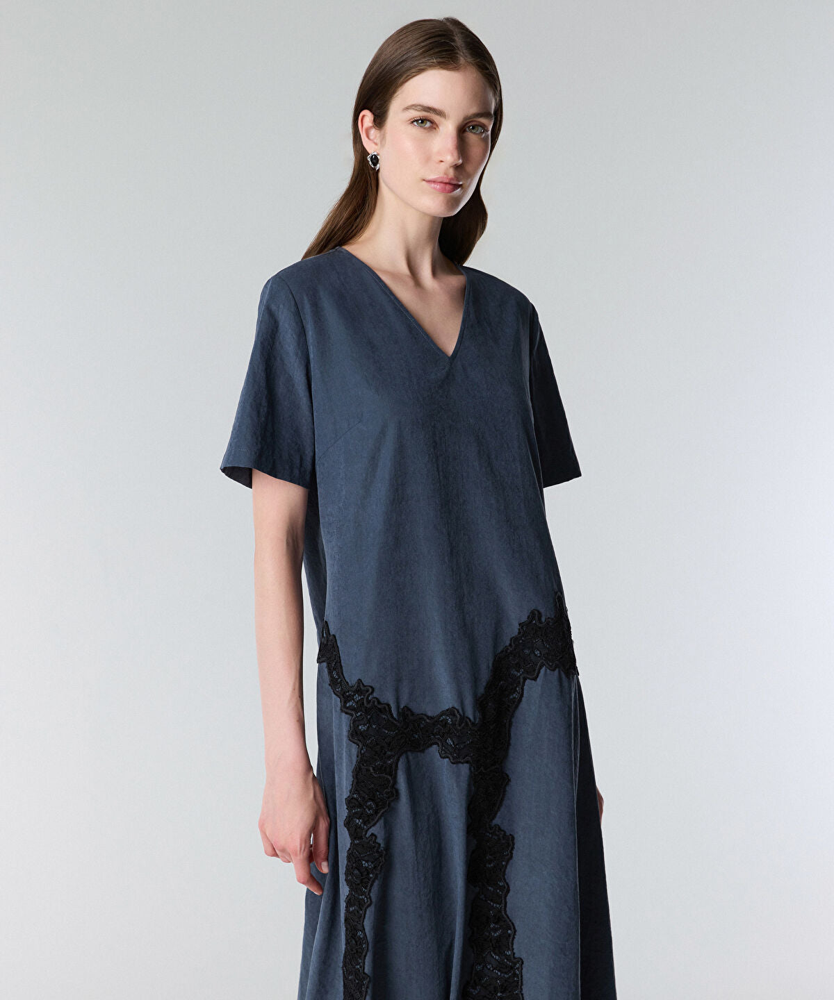 Lace Trim Cupro Dress