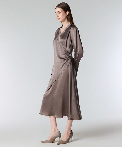 Shiny Finish Wrap Dress