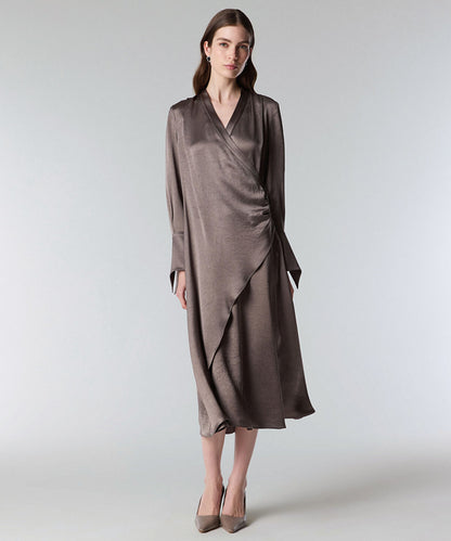 Shiny Finish Wrap Dress