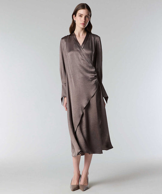 Shiny Finish Wrap Dress