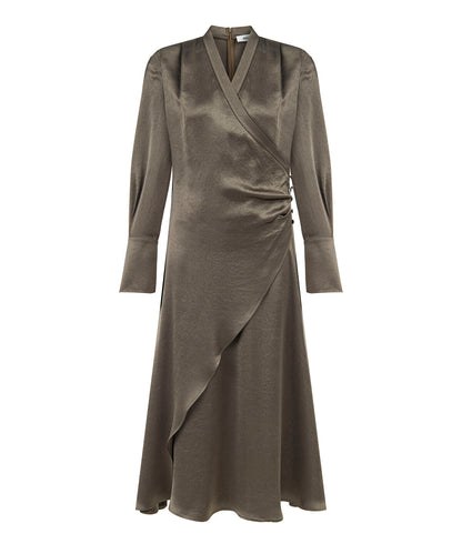 Shiny Finish Wrap Dress