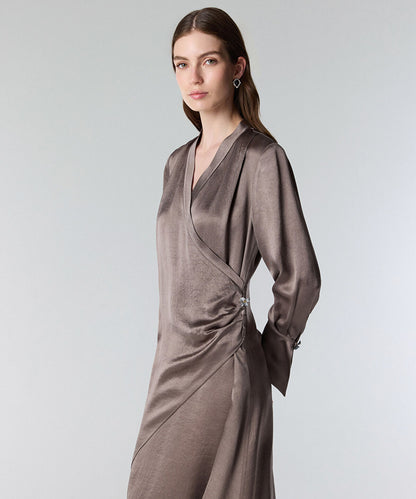Shiny Finish Wrap Dress