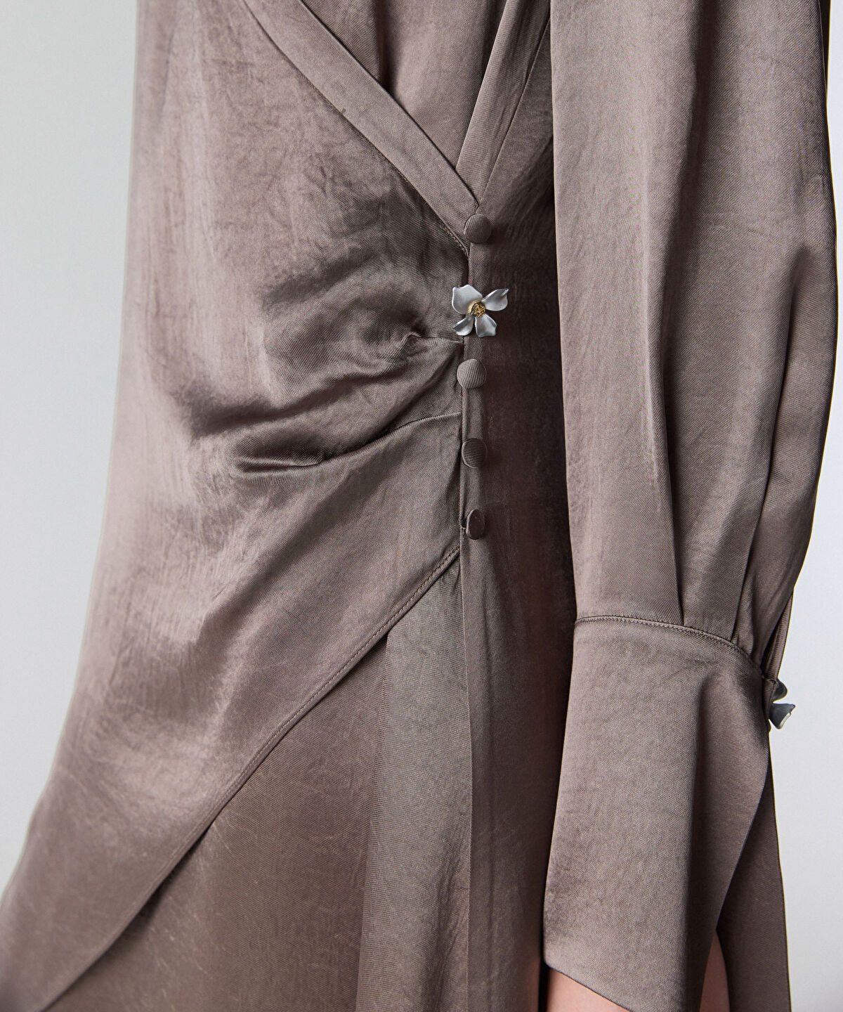 Zoomed Shiny Finish Wrap Dress