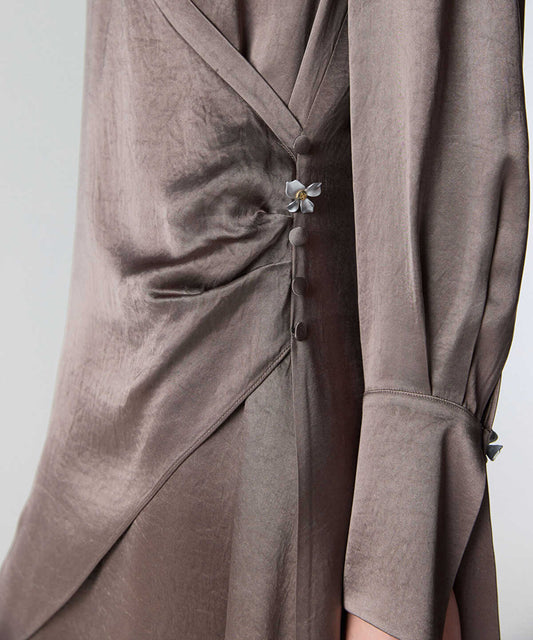 Shiny Finish Wrap Dress