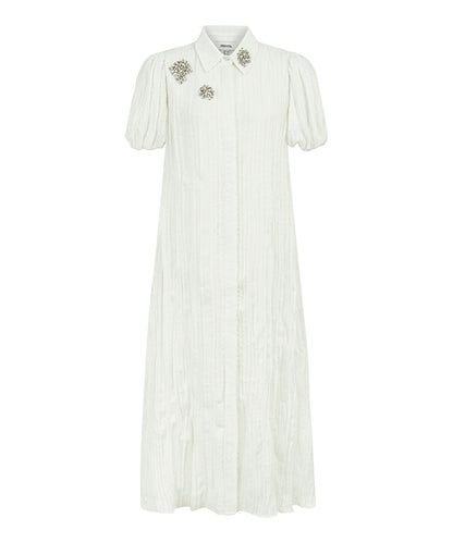 Crinkle Effect Embroidered Dress