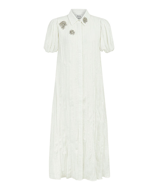 Crinkle Effect Embroidered Dress