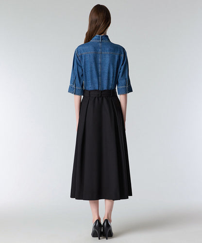 Tie Neck Mixed Media Dress