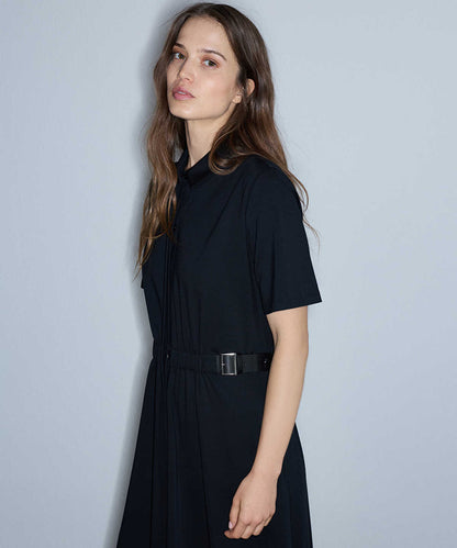 Dual-Buckle Belted Shirt Dress