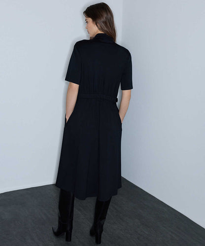 Dual-Buckle Belted Shirt Dress